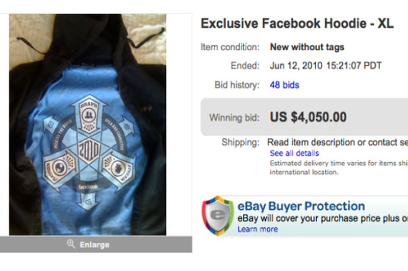 Exclusive Facebook Hoodie - XL sold at auction on ebay